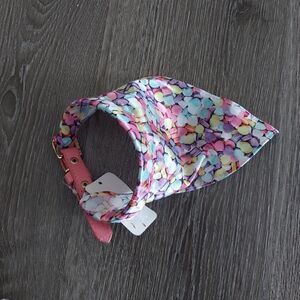 Claires Pet Collar and Bandana 17in Collar Llength Pink and Multi Colors NWT!